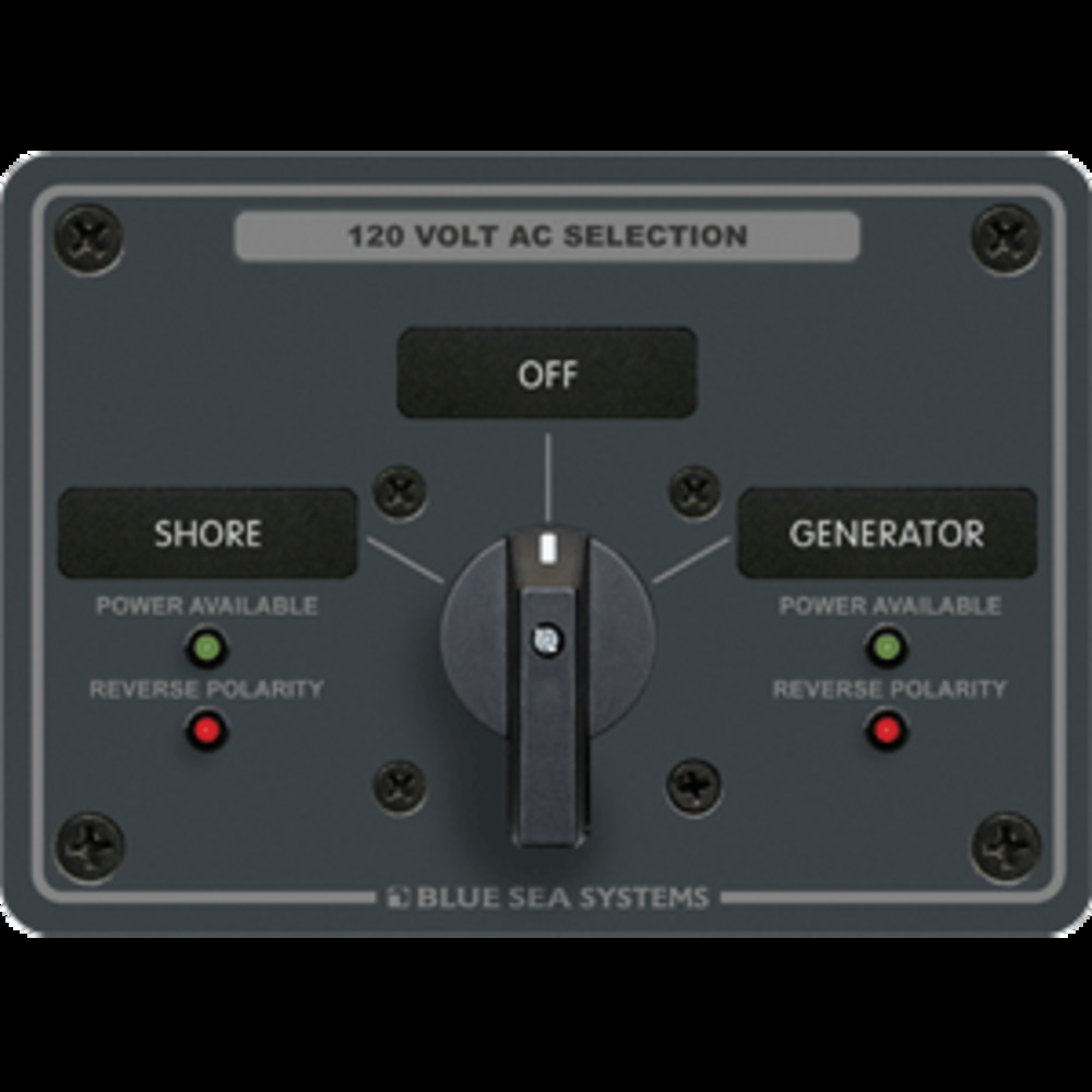 Blue Sea 8367 AC Rotary Switch Panel 30 Ampere 2 Positions + OFF, 2 Pole