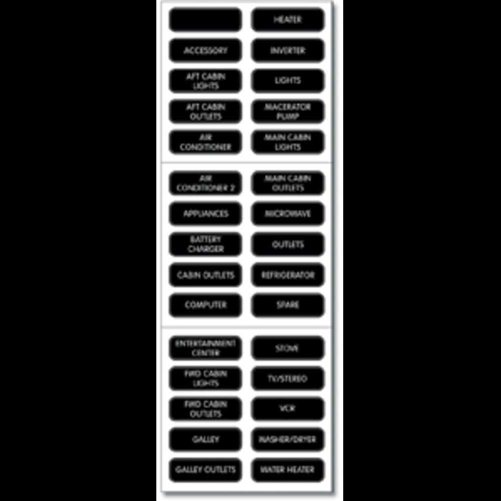 Blue Sea 8031 AC Panel Basic 30 Label Set