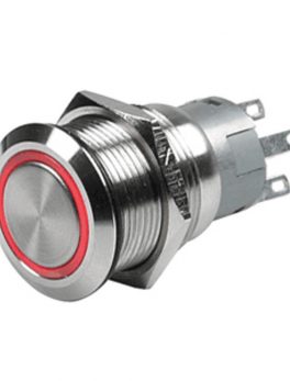 Marinco Push Button Switch - 12V Latching On/Off - Red LED