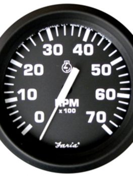 Faria Euro Black 4" Tachometer - 7,000 RPM (Gas - All Outboard)