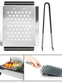 Kuuma Premium Fish and Veggie Tray w/Removable Handle - Stainless Steel