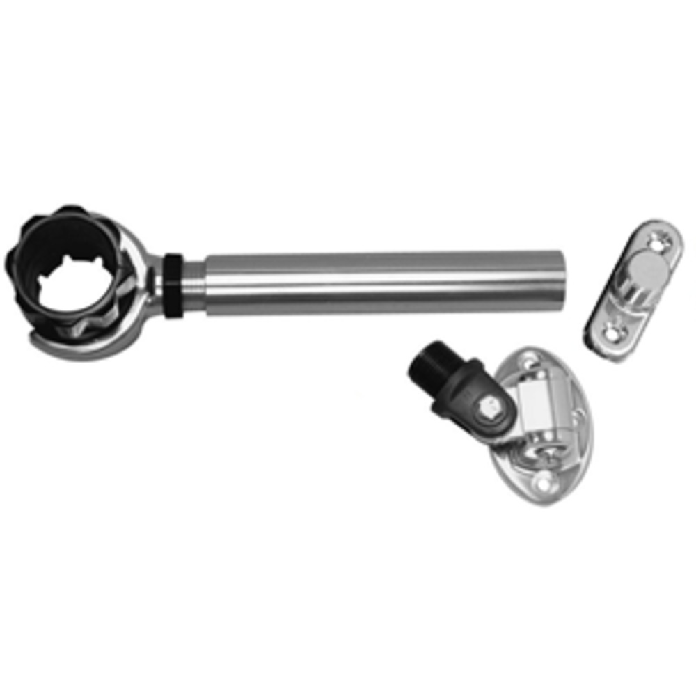 Rupp Threaded Antenna Support w/6" Pipe Mount, Oval 4-Way Base and 1.5" Collar