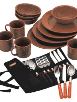 Coleman 24-Piece Speckled Enamelware Cook Set - Red