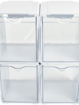 Deflecto 421103CR Tilt Bin Interlocking Storage Organizer, 4 pk