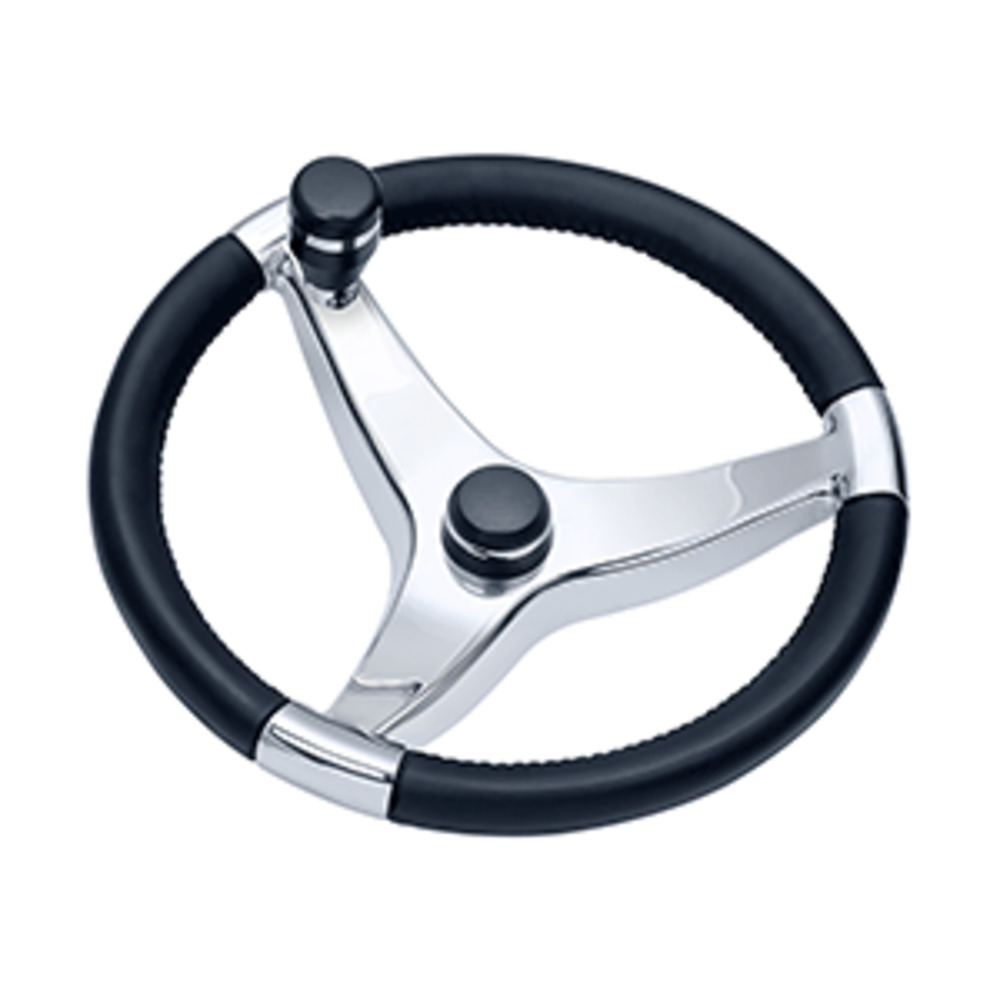 Schmitt and amp; Ongaro Evo Pro 316 Cast Stainless Steel Steering Wheel w/Control Knob - 13.5" Diameter