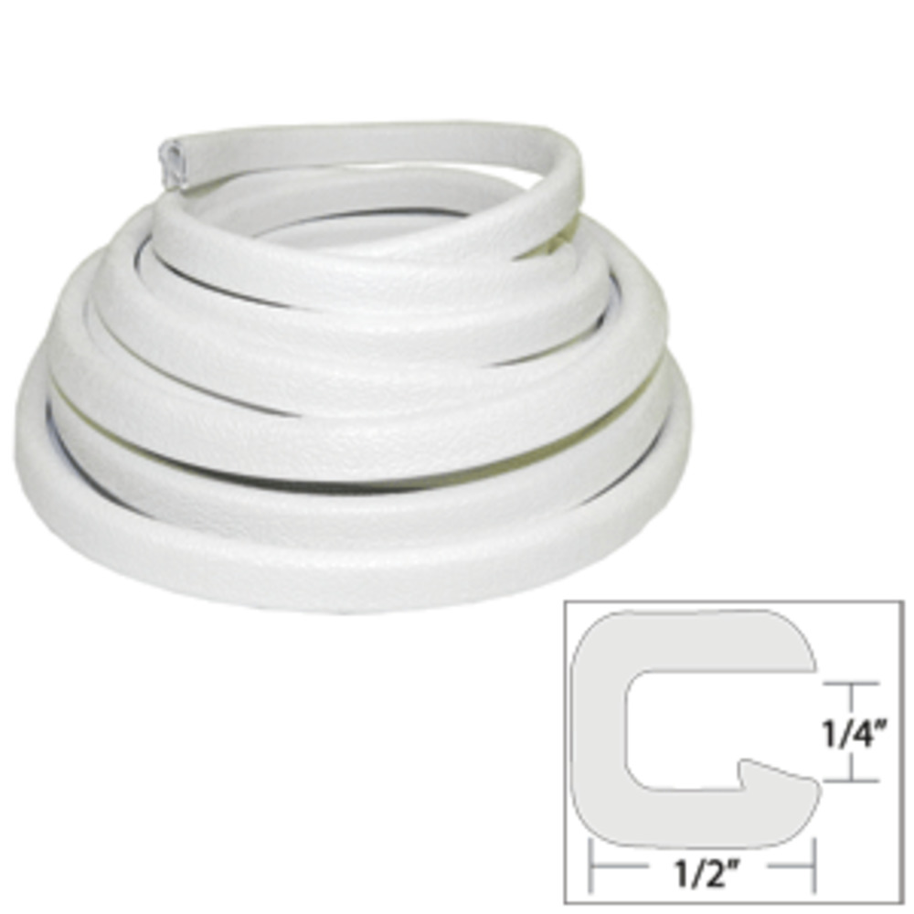TACO Flexible Vinyl Trim - and #188;" Opening x and #189;"W x 25'L - White