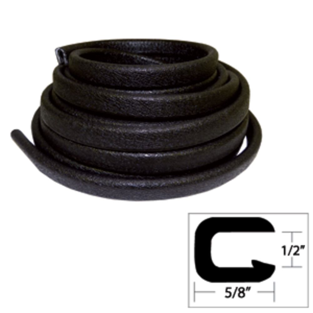 TACO Flexible Vinyl Trim - and #189;" Opening x and #8541;"W x 25'L - Black