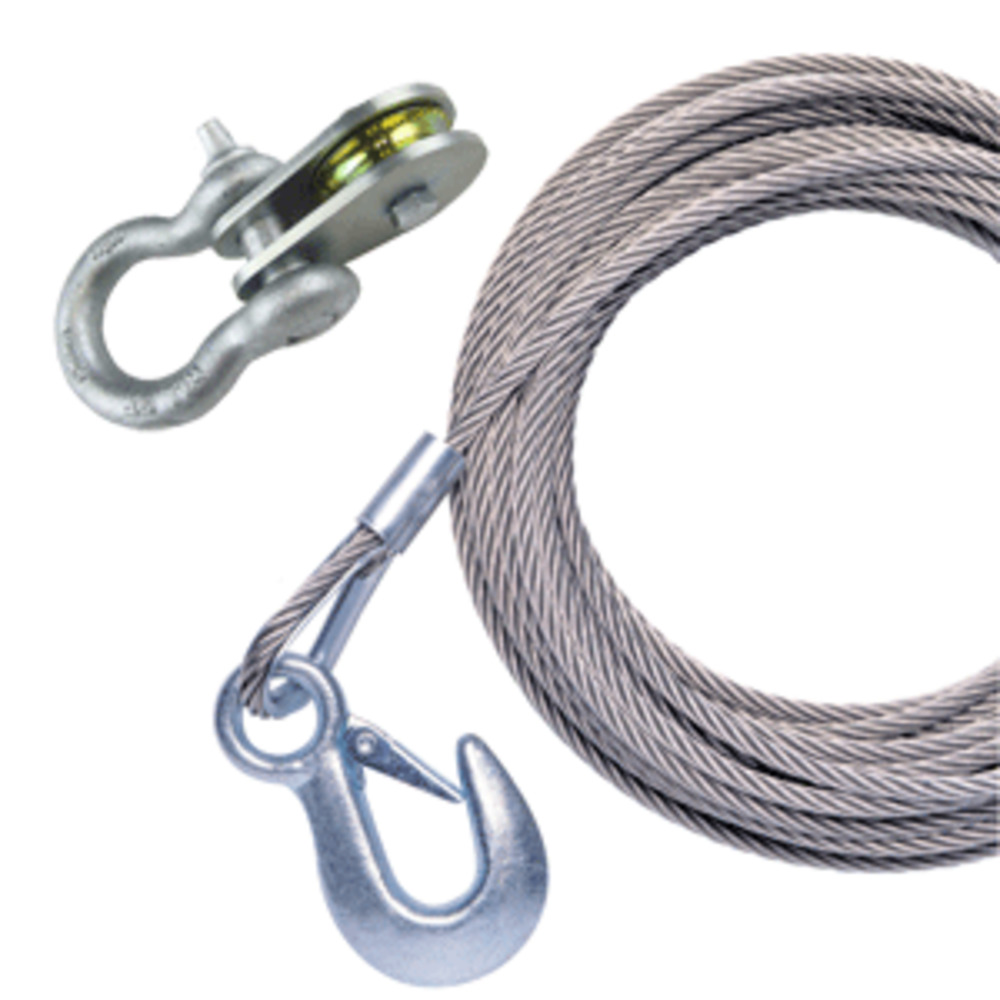Powerwinch 25" x 7/32" Stainless Steel Universal Premium Replacement Galvanized Cable w/Pulley Block