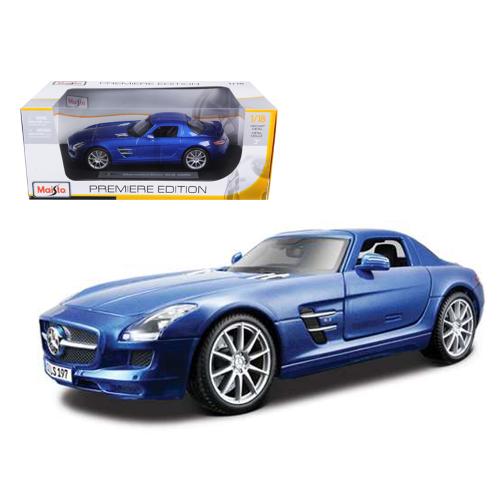 Mercedes SLS AMG Gullwing Blue 1/18 Diecast Model Car by Maisto 36196bl