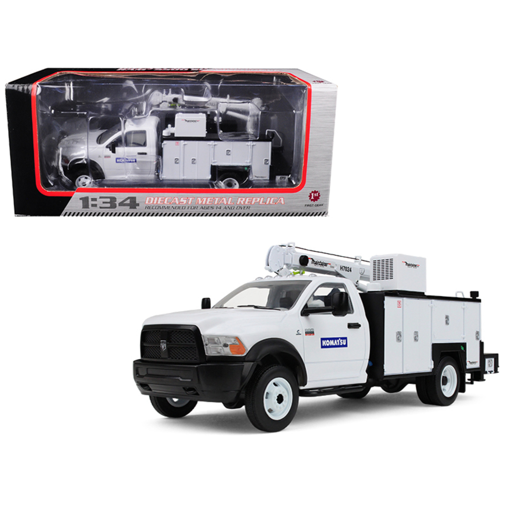 RAM 5500 Komatsu with Maintainer Service Body White 1/34 Diecast Model Car by First Gear 10-4060A