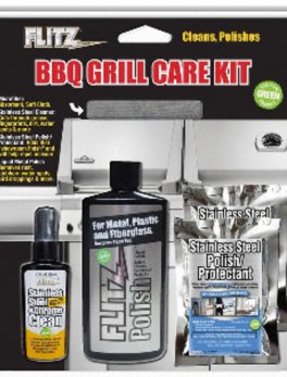 Flitz BBQ Grill Care Kit w/Liquid Metal Polish, Stainless Steel Cleaner, Stainless Steel Polish/Protectant Towelettes and amp; Microfiber Cloth