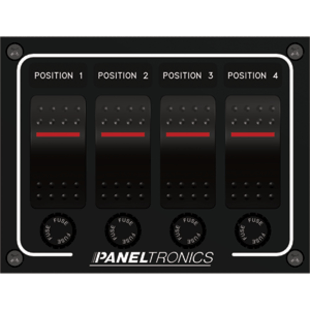 Paneltronics Waterproof Panel - DC 4-Position Illuminated Rocker Switch and Fuse