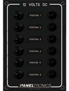 Paneltronics Waterproof Panel - DC 6-Position Toggle Switch and Circuit Breaker