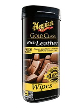 Meguiar and #39;s Gold Class Rich Leather Cleaner and amp; Conditioner Wipes *Case of 6*