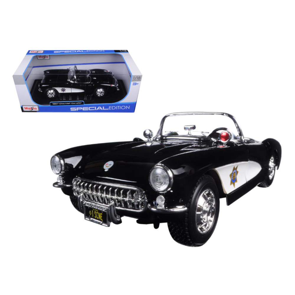 1957 Chevrolet Corvette Highway Patrol 1/18 Diecast Model Car by Maisto 31380