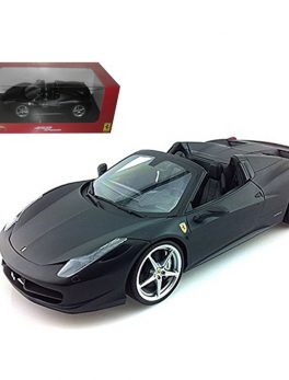 2012 2013 Ferrari Italia 458 Spider Matt Black 1/18 Diecast Car Model by Hotwheels X5528