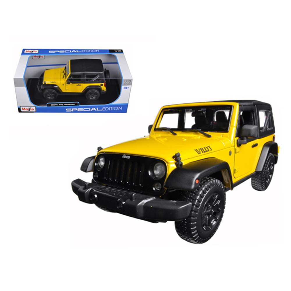 2014 Jeep Wrangler Willys Yellow 1/18 Diecast Model Car by Maisto 31676y