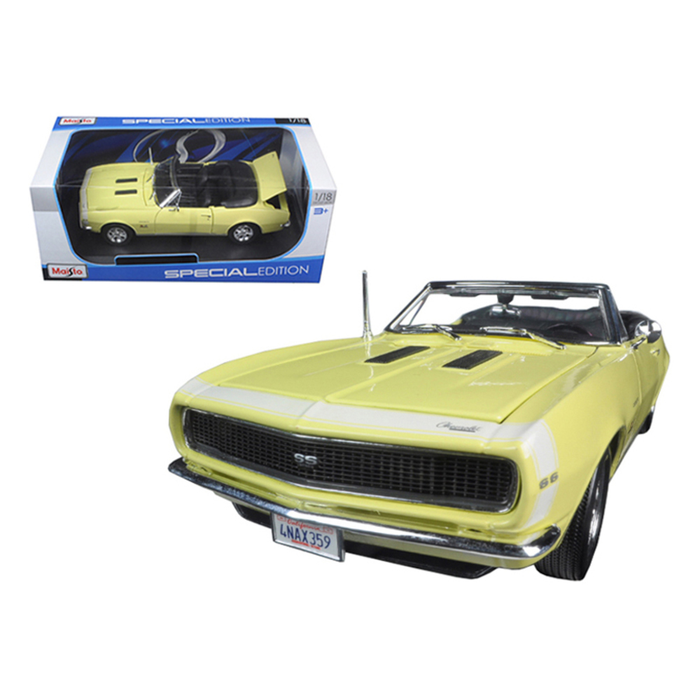 1967 Chevrolet Camaro SS 396 Convertible Yellow 1/18 Diecast Model Car by Maisto 31684y