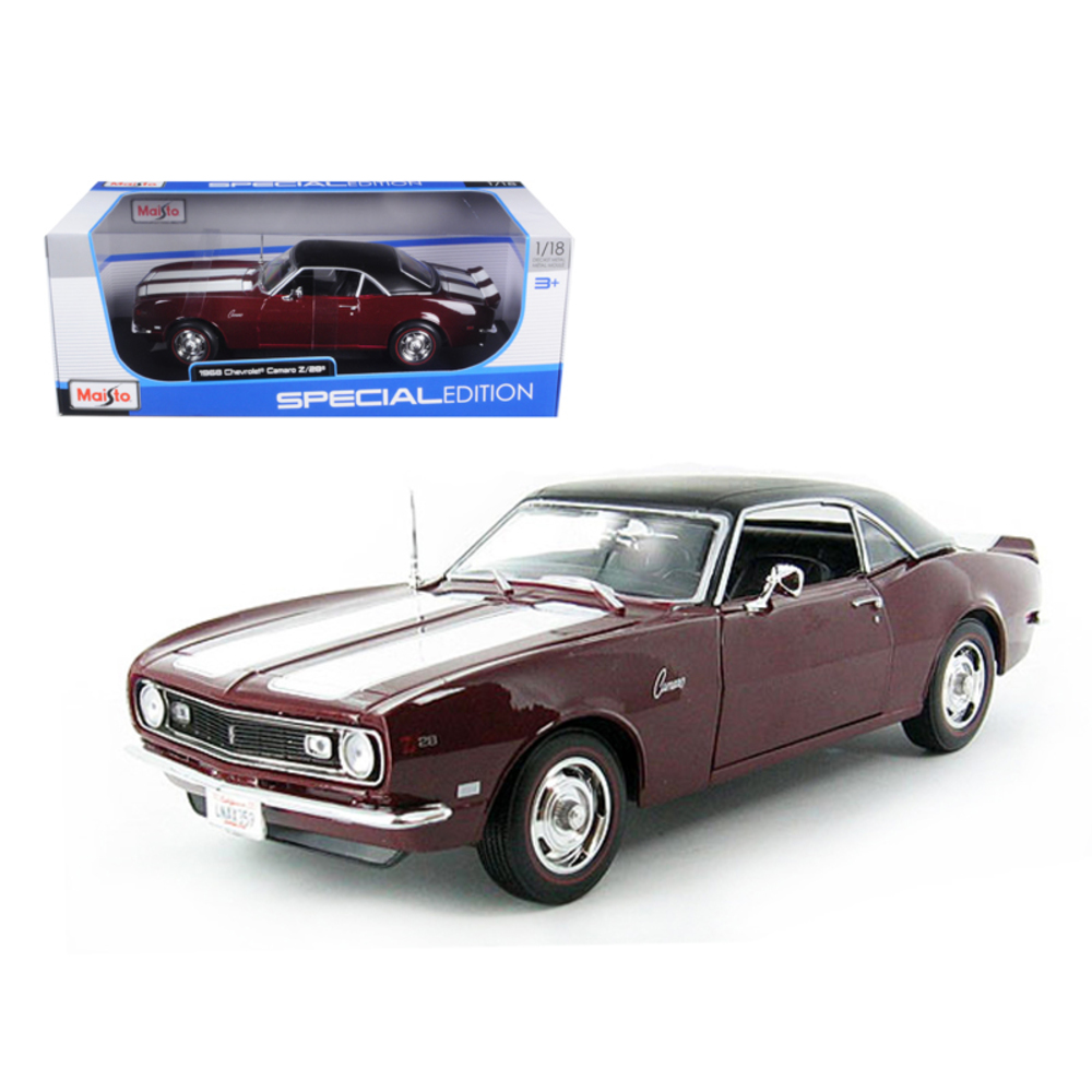 1968 Chevrolet Camaro Coupe Z/28 Maroon 1/18 Diecast Model Car by Maisto 31685r