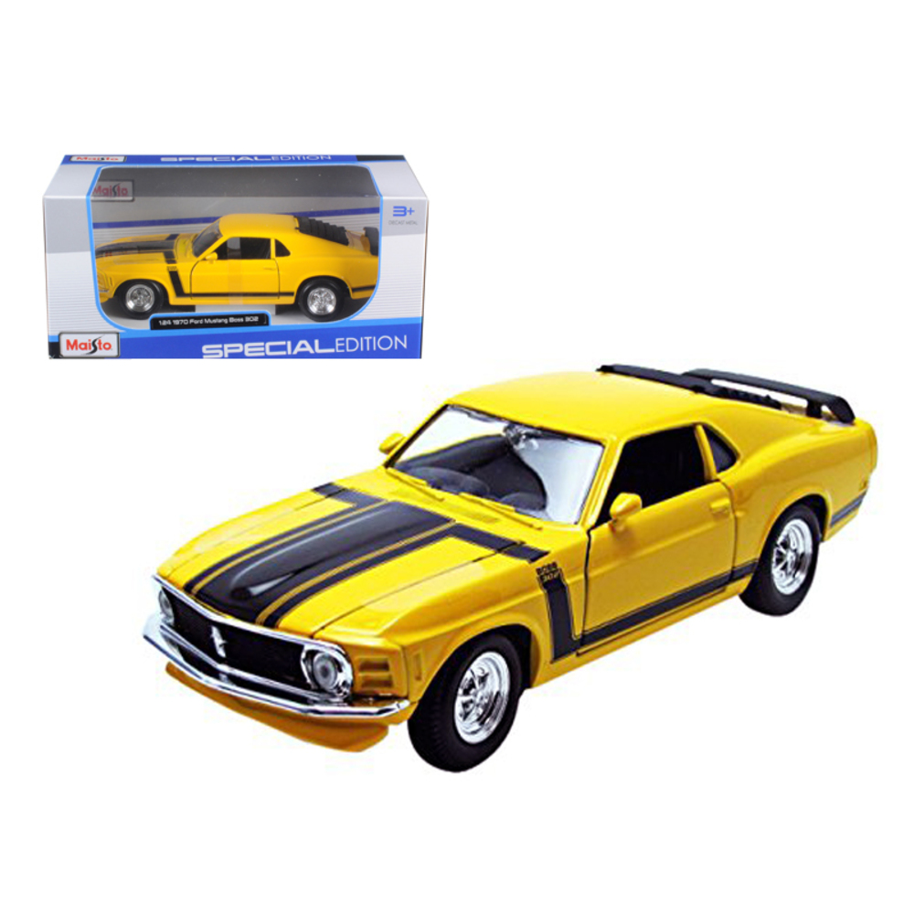 1970 Ford Mustang Boss 302 Yellow 1/24 Diecast Model Car by Maisto 31943y