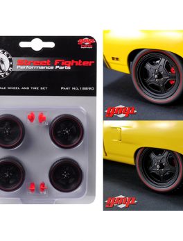 5-Spoke Wheel and Tire Set of 4 from 1970 Plymouth Road Runner Street Fighter 6-Pack Attack 1/18 by GMP 18890