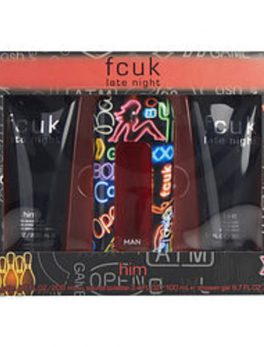 Fcuk Late Night Edt Spray 3.4 Oz and Aftershave Balm 6.7 Oz and Shower Gel 6.7 Oz For Men