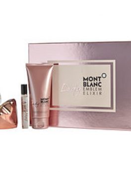 Mont Blanc Lady Emblem Elixir Eau De Parfum Spray 2.5 Oz and Body Lotion 3.3 Oz and Eau De Parfum .25 Oz Spray Mini For Women