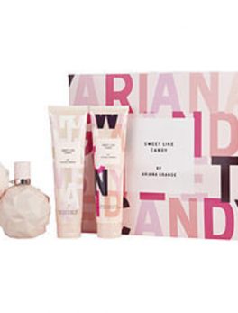 Sweet Like Candy By Ariana Grande Eau De Parfum Spray 3.4 Oz and Body Souffle 3.4 Oz and Bath And Shower Gel 3.4 Oz For Women