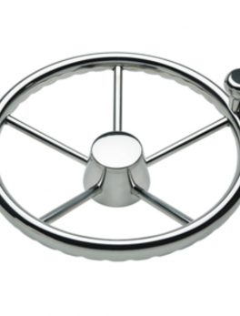 Schmitt and amp; Ongaro 170 13.5" Stainless 5-Spoke Destroyer Wheel w/ Stainless Cap and FingerGrip Rim - Fits 3/4" Tapered Shaft Helm