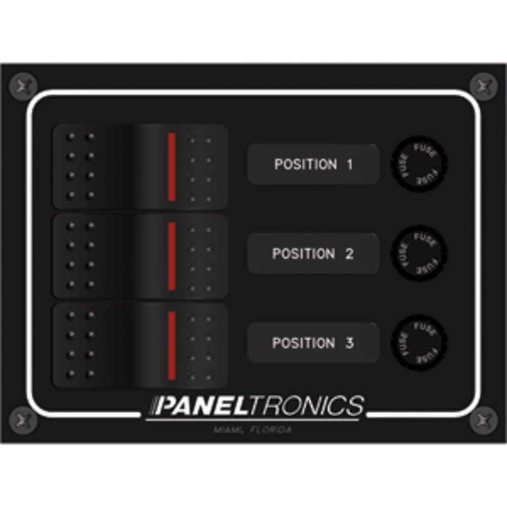 Paneltronics Waterproof Panel - DC 3-Position Illuminated Rocker Switch and Fuse