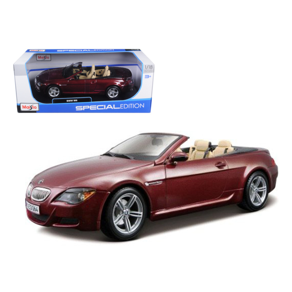 BMW M6 E64 Convertible Burgundy 1/18 Diecast Model Car by Maisto 31145bur