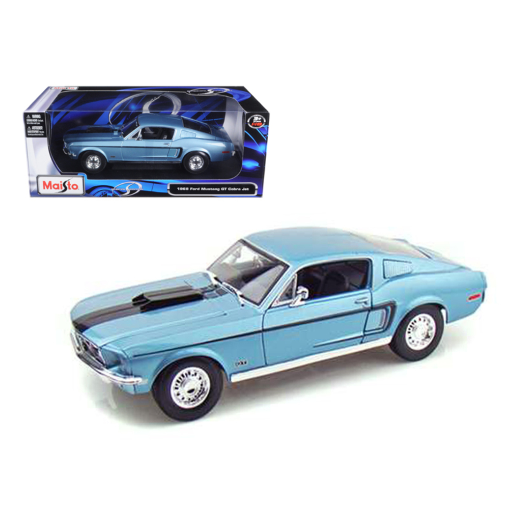 1968 Ford Mustang CJ Cobra Jet Blue 1/18 Diecast Model Car by Maisto 31167bl