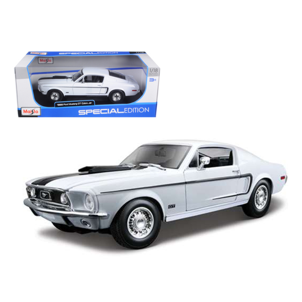 1968 Ford Mustang CJ Cobra Jet White 1/18 Diecast Model Car by Maisto 31167w