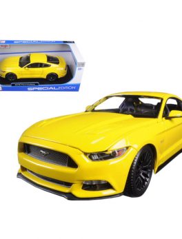 2015 Ford Mustang GT 5.0 Yellow 1/18 Diecast Model Car by Maisto 31197y