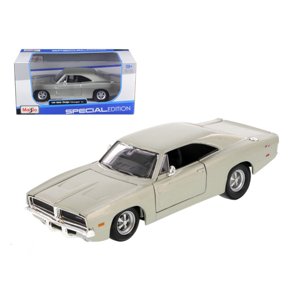 1969 Dodge Charger R/T Hemi Silver 1/25 Diecast Car Model by Maisto 31256s