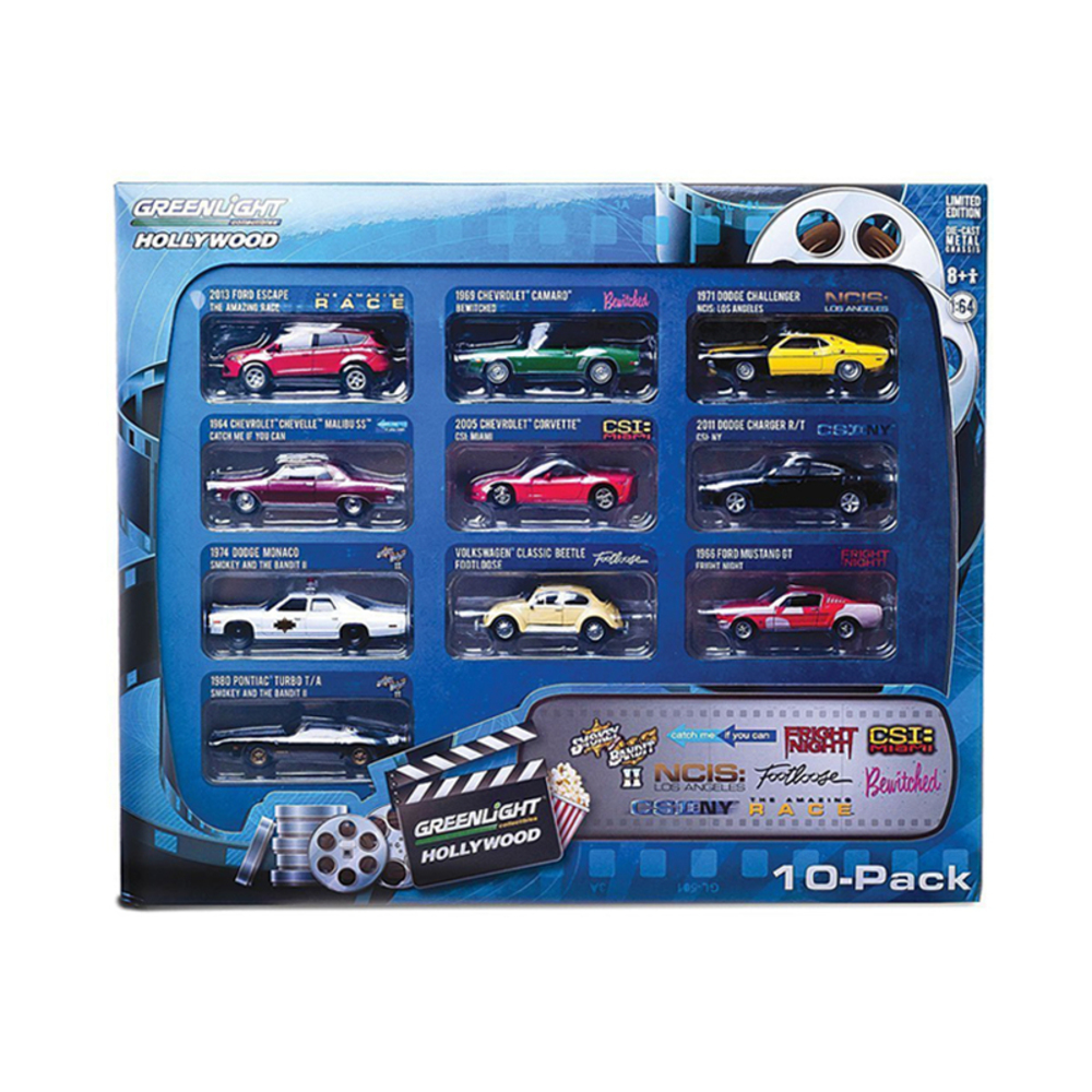 Hollywood 10-Car Collector Case Set Series 1 1/64 Diecast Model Car by Greenlight GL71710