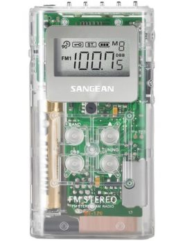 Sangean DT-120 CLEAR Pocket AM/FM Digital Radio (Clear)