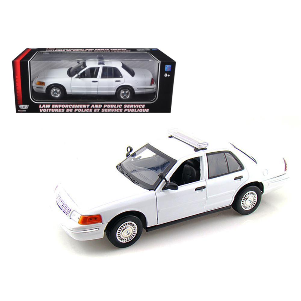 2001 Ford Crown Victoria Unmarked White Police Car 1/18 Diecast Model Car by Motormax 73517w