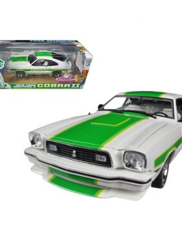 1978 Ford Mustang II Cobra II Free Wheelin White with Green Billboard Stripes 1/18 Diecast Car Model by Greenlight GL12895