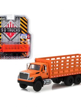 2017 International Workstar Platform Stake Truck Orange SD Trucks Series 2 1/64 Diecast Model by Greenlight 45020B