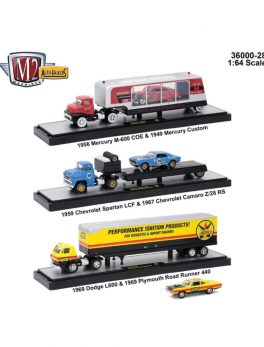 Auto Haulers Release 28, 3 Trucks Set 1/64 Diecast Models by M2 Machines 36000-28