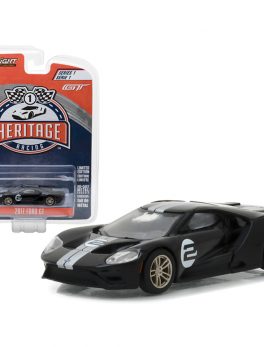 2017 Ford GT Black #2 - Tribute to 1966 Ford GT40 MK II #2 Racing Heritage Series 1 1/64 Diecast Model Car by Greenlight 13200A