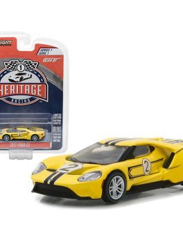 2017 Ford GT Yellow #2 - Tribute to 1967 Ford GT40 MK IV #2 Racing Heritage Series 1 1/64 Diecast Model Car by Greenlight 13200E