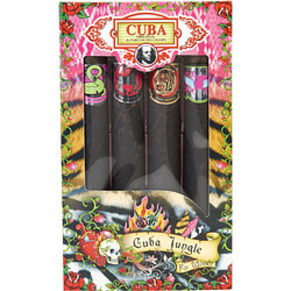 Cuba Variety 4 Piece Variety With- Jungle/heartbreaker and Tiger and Zebra and Snake And All Are Eau De Parfum Spray 4 X 1.17 Oz For Women