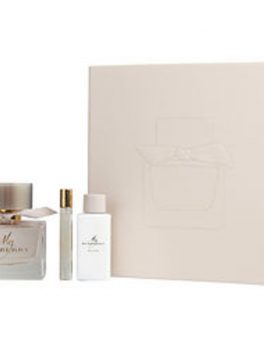 My Burberry Blush Eau De Parfum Spray 3 Oz and Body Lotion 2.5 Oz and Eau De Parfum Spray .25 Oz Mini For Women