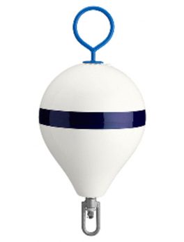 Polyform Mooring Buoy w/Iron 13.5" Diameter - White Blue Stripe
