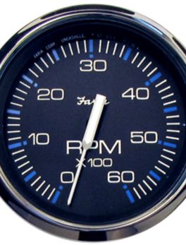 Faria Chesapeake Black SS 4" Tachometer - 6,000 RPM (Gas - Inboard and I/O)