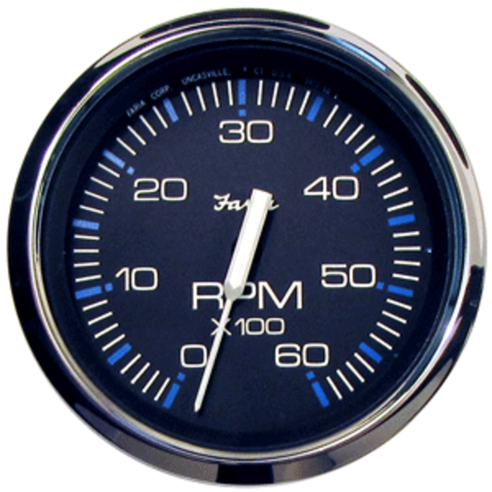 Faria Chesapeake Black SS 4" Tachometer - 6,000 RPM (Gas - Inboard and I/O)