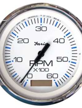 Faria Chesapeake White SS 4" Tachometer w/Hourmeter - 6,000 RPM (Gas - Inboard)