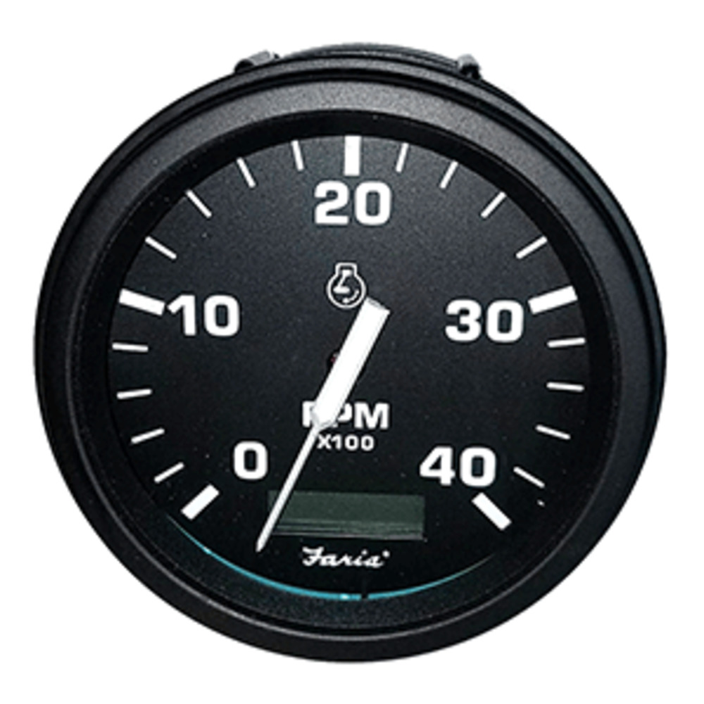 Faria Tachometer Heavy-Duty Tachometer w/Hourmeter (4000 RPM) (Diesel) (Mech Takeoff and amp; Var Ratio Alt) - Black